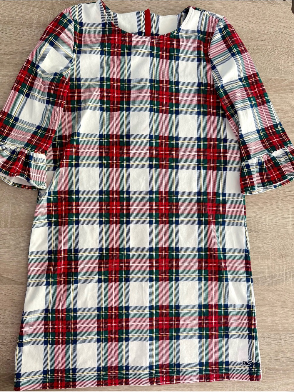 Vineyard Vines Red, White & Blue Plaid Ruffle-Sleeve Dress